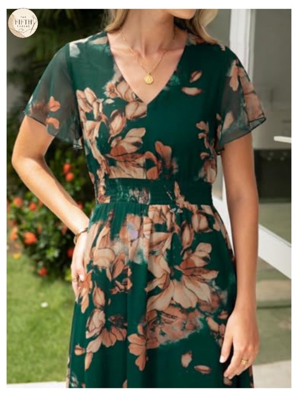 Simplee Womens Floral Maxi Dress Short Sleeve Summer Boho Wedding Guest Empire - Picture 6 of 6